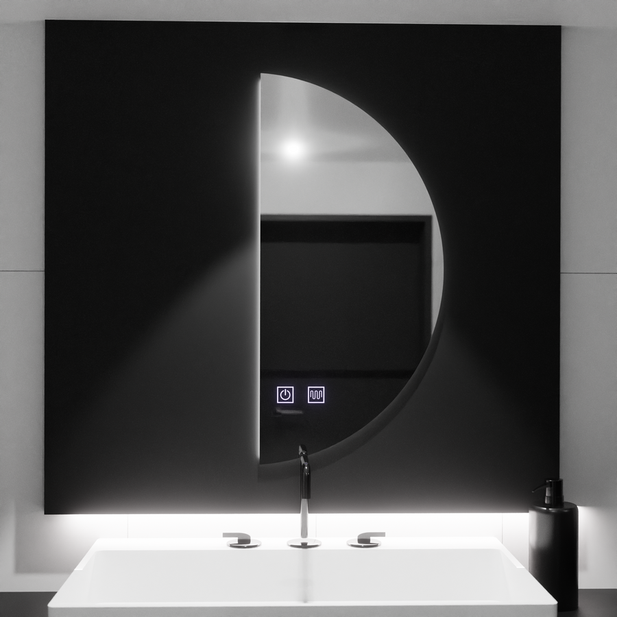 Oglinda LED Semiluna FELHOLD, 160x80cm, Sistem Touch, Lumina Rece 6000K, Dimabila