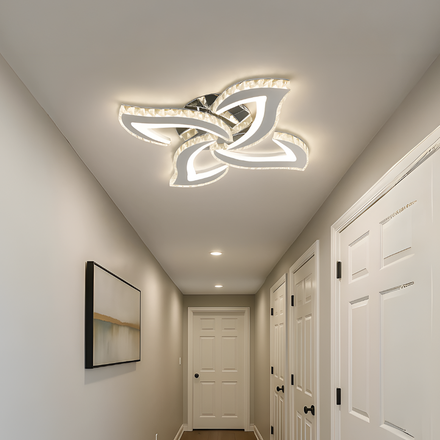 LED LED Alejandro távirányítóval, 73W, 4 virág, hideg/forró/semleges fény, króm