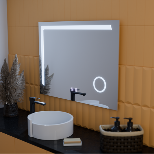 Mirror LED Touch Manfred szennyeződés rendszer, óra és hőmérséklet 60x80 cm kozmetikai nagyítás