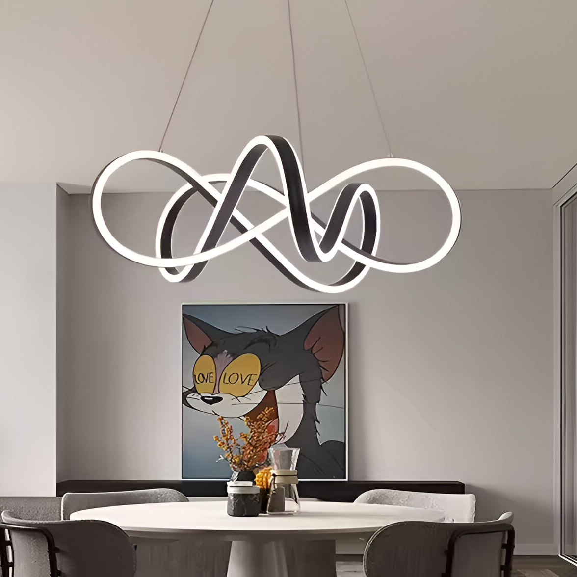 LED -csillár Infinity Halo, 138W távirányító, hideg/forró/semleges fény, instabil, fekete, állítható magasság