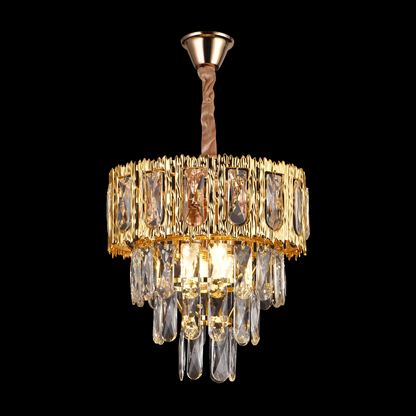 Belvedere Petito 3XE14 Crystal Chandelier, 30 cm átmérőjű, fényes arany, állítható magasság