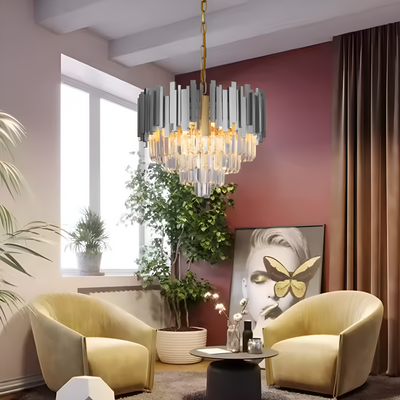 Crystal Chandelier Blois Eleganza 8xe14, 49 cm átmérőjű, ezüst, állítható magasság