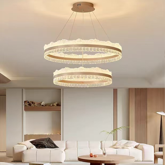 LED -csillár, Nivalis távirányítóval felfüggesztve, 126W, hideg/forró/semleges fény, instabil, állítható magasság, arany