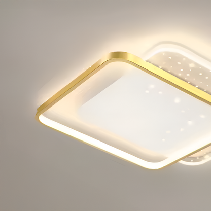 LED -csillár távirányítóval Gildra 110W, 2 négyzet, hideg/forró/semleges fény, instabil, arany