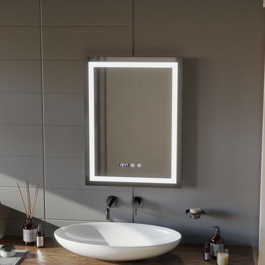 LED Touch Gustav tükör behatolási rendszer, óra és hőmérséklet 60x80 cm