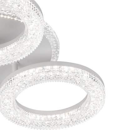 LED LED Singrid távirányítóval, 50W, 3000K/4000K/6000K, Daisy, Fehér, Kristályok, 3 Kör