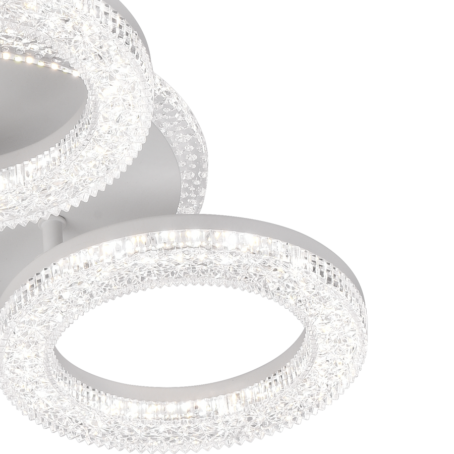 LED LED Singrid távirányítóval, 50W, 3000K/4000K/6000K, Daisy, Fehér, Kristályok, 3 Kör