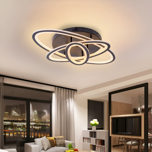 LED -csillár gyengéd távirányítóval, 75W, 3 ellipszis, hideg/forró/semleges fény, instabil, fekete