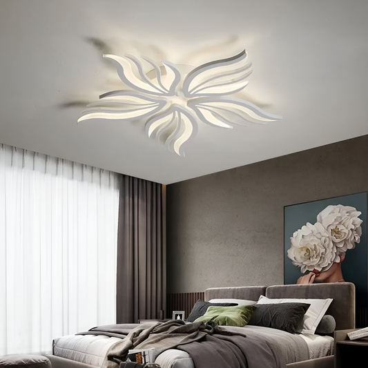 LED -csillár Sakura távirányítóval, 60W, 5 szirom, hideg/forró/semleges fény, instabil, fehér