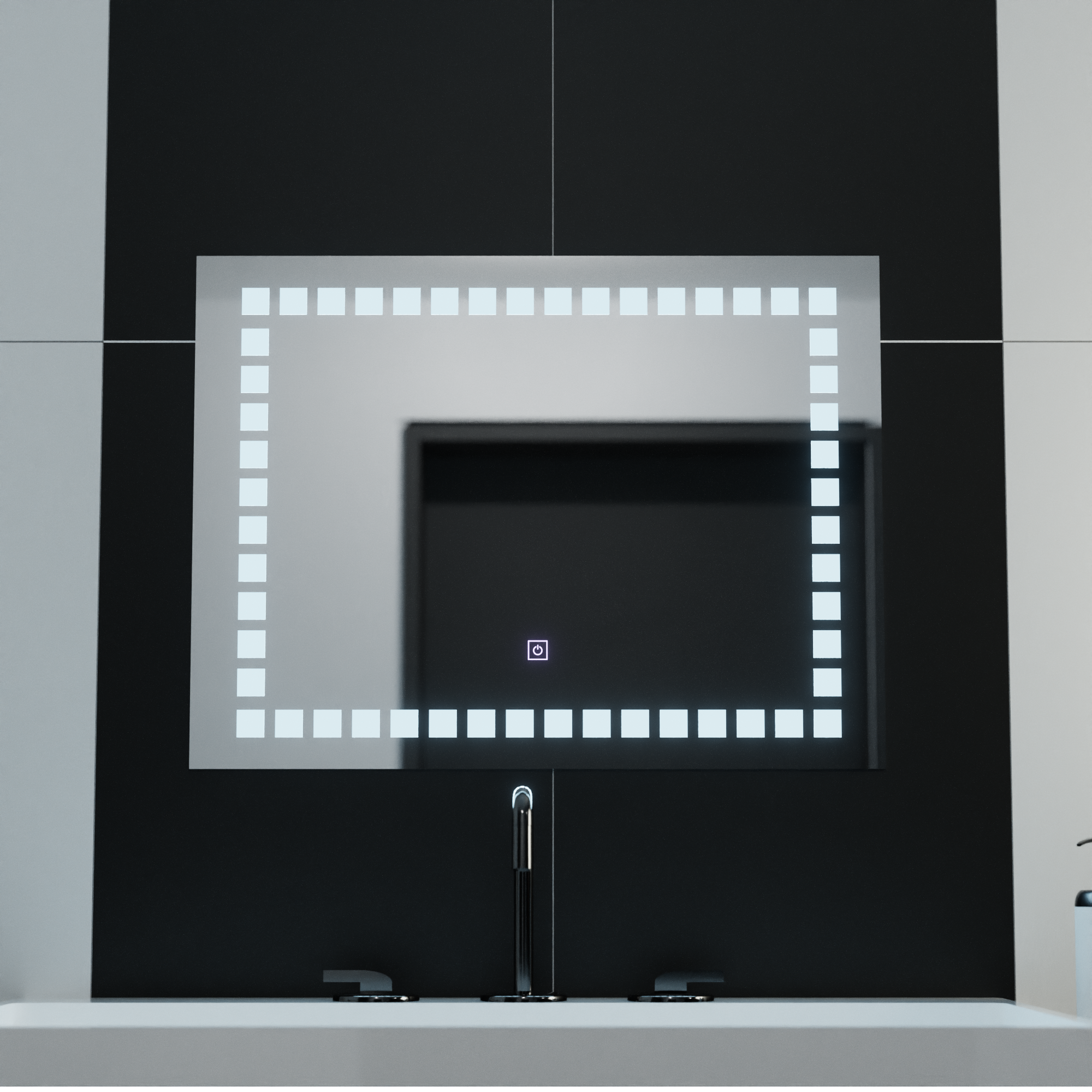 Tükör LED téglalap alakú 80x60cm rács könnyű alapvető érintés