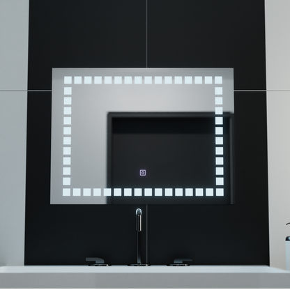 Téglalap alakú LED -tükör, 80x60 cm, gid könnyű alaptés