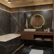 LED Touch Alfred Mirror -behatolási rendszer, óra és hőmérséklet 60x60 cm integrált támogatással