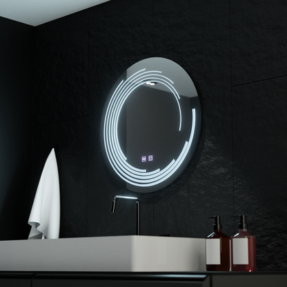 Kerek LED -tükör, 60 cm, érintő font, letiltási rendszer, Daisy