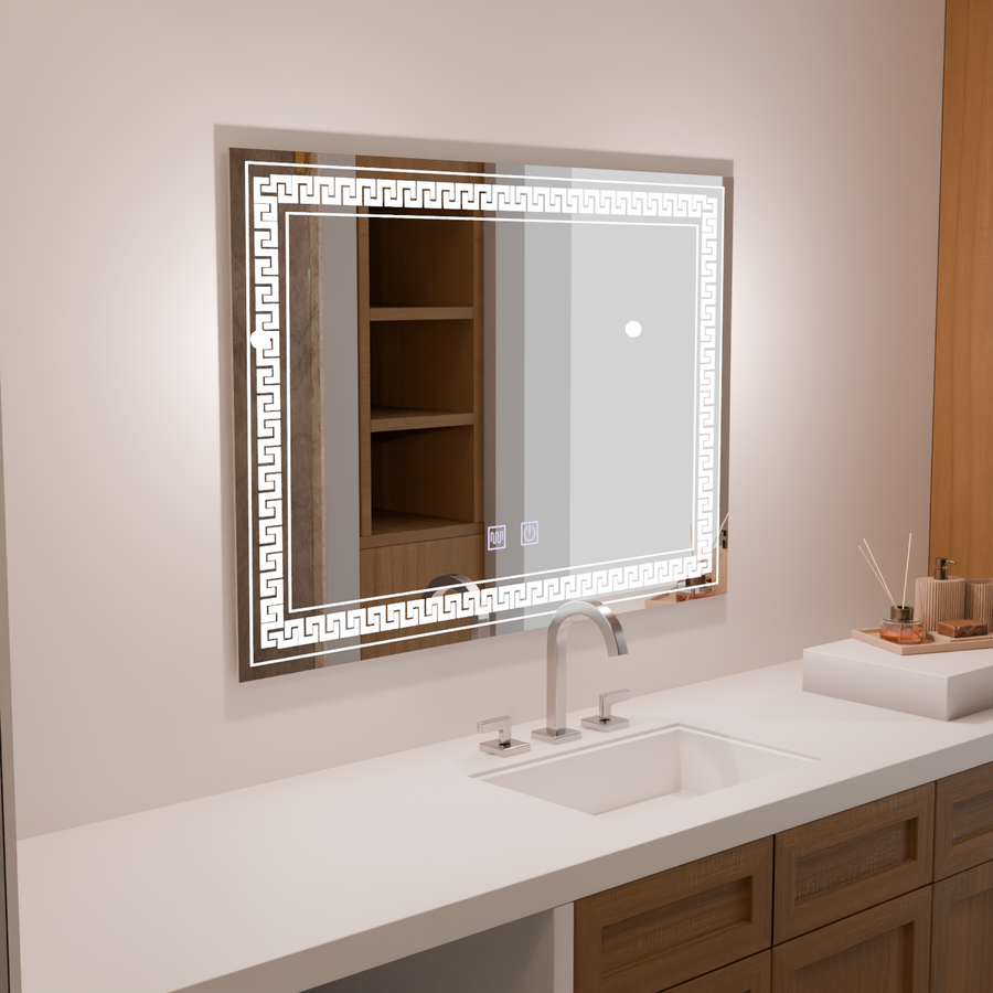 LED téglalap alakú LED -tükör 80x60 érintőképességi leolvadó rendszer