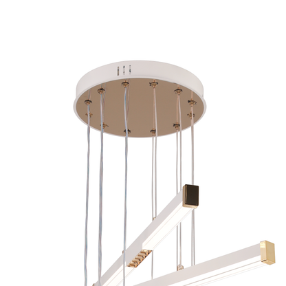 Függesztett akril LED csillár LT183/5WH, 69W, fény 3000/4000/6000K, fehér, állítható magasságú