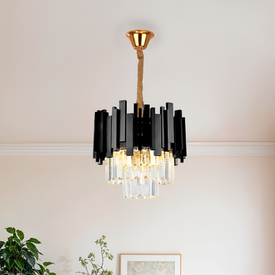 Crystal Blois Petito 3XE14 csillár, 30 cm átmérőjű, fekete, állítható magasság