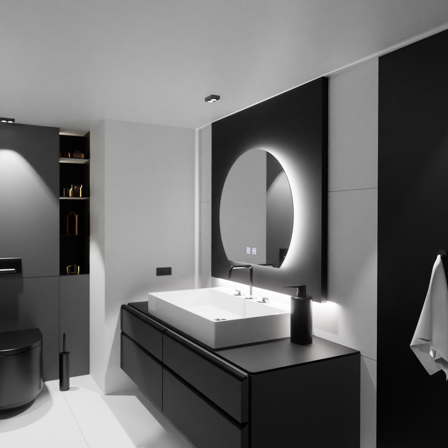 LED -tükör LED SEMILUNA 60X54 - Soluna Touch Besorment System, Dimable