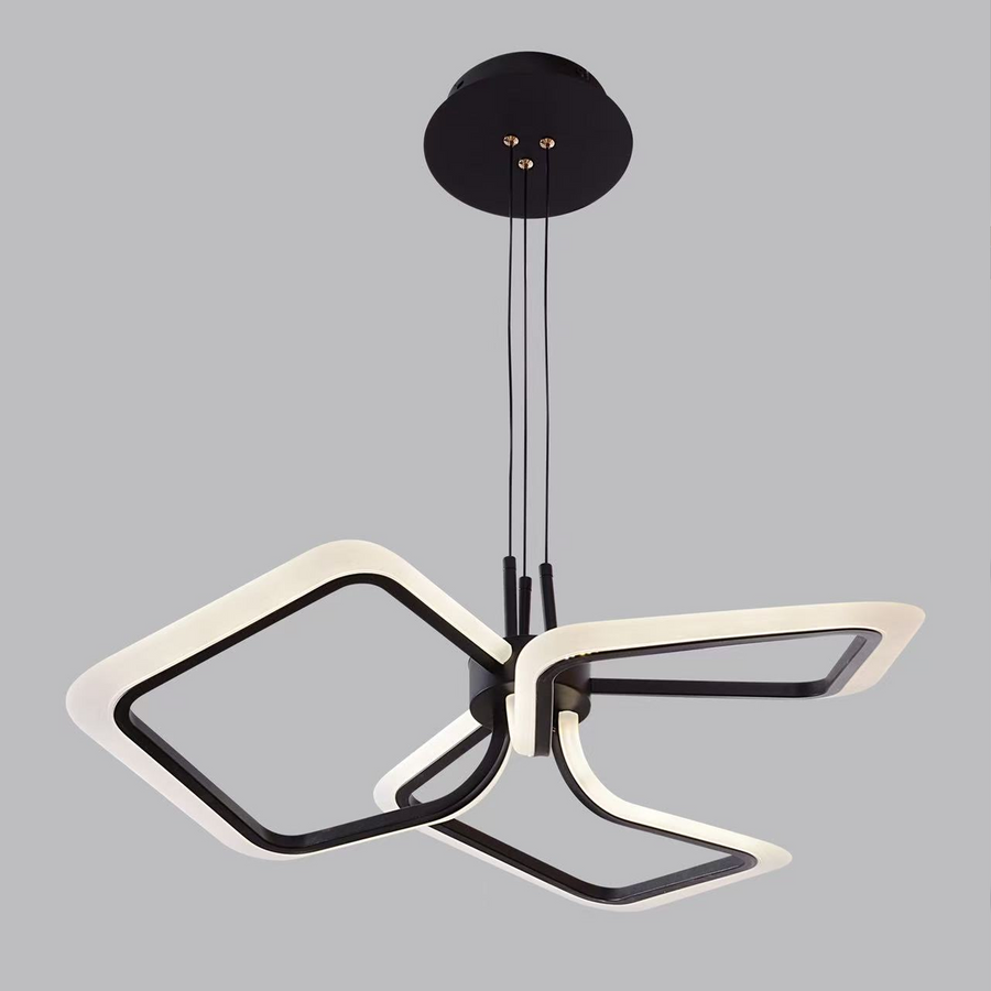 LED LULUS Rimini 51W távvezérlővel, 3 négyzet, hideg/forró/semleges fény, instabil, fekete
