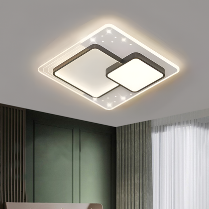LED -csillár 125W -os szerpentin, négyzet alakú, hideg/forró/semleges fény, fekete, fekete