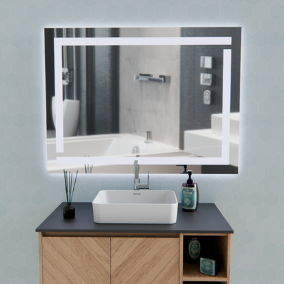 Giga LED tükör, 80x60cm, Ezüst, Touch, 6000K fény