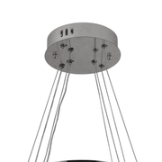LED -csillár, távirányítóval és Crystal Mia Latifah 70W -vel felfüggesztve, 2 kör, hideg/forró/semleges fény, instabil, fényes króm, állítható magasság