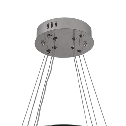 LED -csillár, távirányítóval és Crystal Mia Latifah 70W -vel felfüggesztve, 2 kör, hideg/forró/semleges fény, instabil, fényes króm, állítható magasság