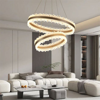 LED -csillár, amelyet távirányítóval felfüggesztettek Fosco 126W, hideg/forró/semleges fény, instabil, állítható magasság, arany
