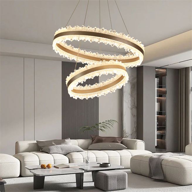 LED -csillár, amelyet távirányítóval felfüggesztettek Fosco 126W, hideg/forró/semleges fény, instabil, állítható magasság, arany
