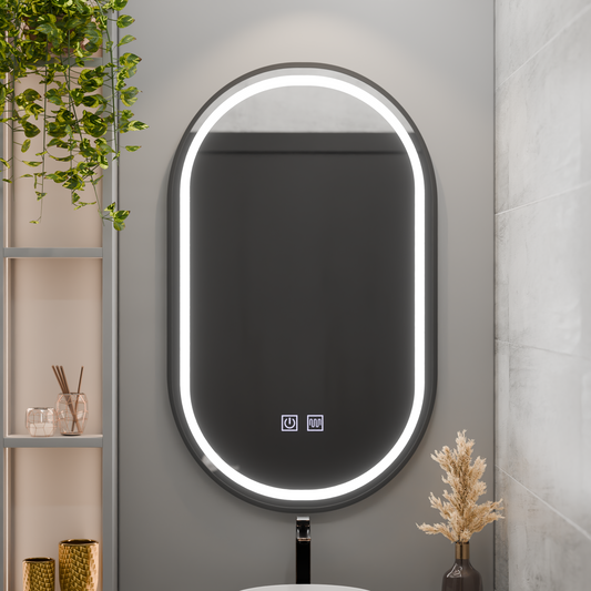 Ovális LED -tükör 60x100cm torino vetro érintő dimálható behatolási rendszer