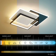 LED csillár távirányítóval CHIARA 98W, 3 négyzet, hideg/meleg/semleges fény, szabályozható, fekete