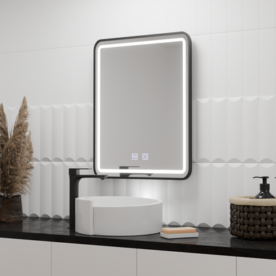 Téglalap alakú LED -tükör, 60x80 cm, Taglio érintés, letiltó rendszer