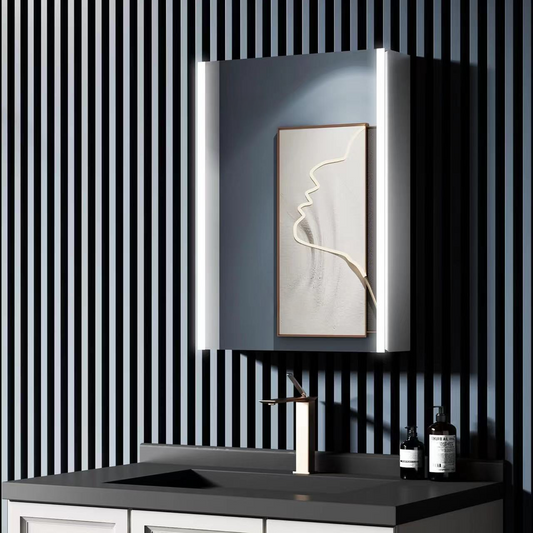 LED tükör szekrényes LAVIN 51x71 cm fehér - függőleges csík és kompakt kialakítás