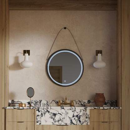 Kerek LED -tükör, 60 cm, alapvető érintés