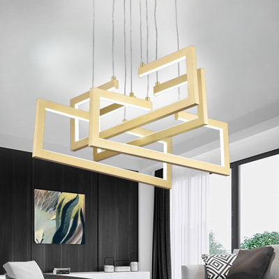 LED csillár távirányítóval, felfüggesztett 96W, 4 elem, hideg/meleg/semleges fény, szabályozható, állítható magasságú, arany
