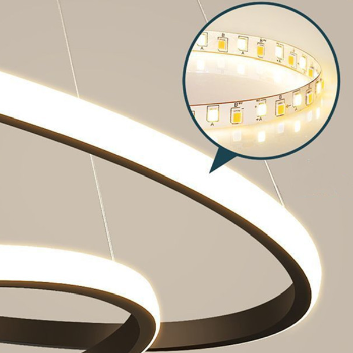 LED LULS felfüggesztett Ricci 25W, 2 kör, hideg/forró/semleges fény, fekete, állítható magasság