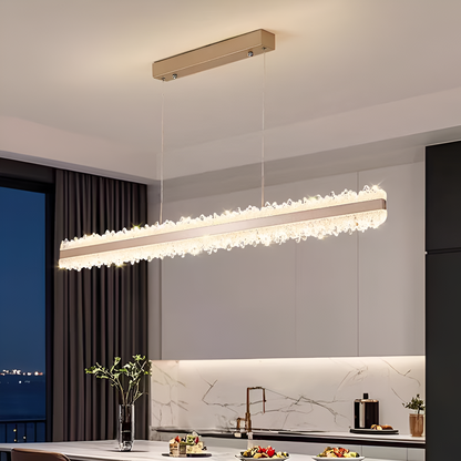 Függesztett LED-es csillár távirányítóval NIVALIS 56W, Hossz 120cm, Hideg/Meleg/Semleges fény, Szabályozható, Állítható magasságú, Arany