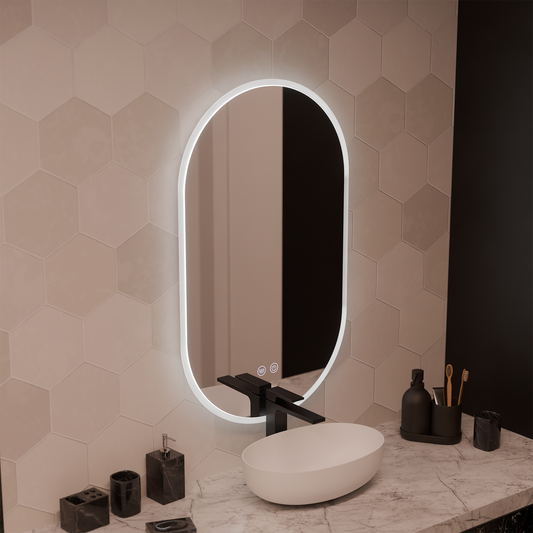 Ovális LED -tükör 50x80cm Llexort, érintés, leolvasztási rendszer, dimálható