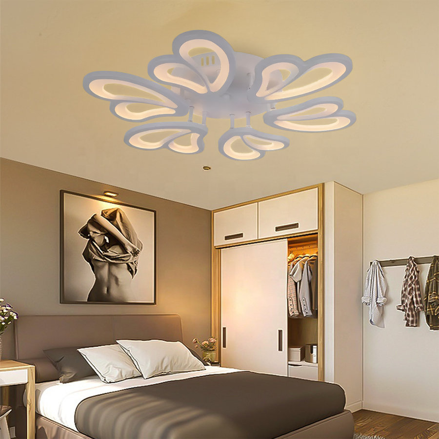 LED -csillár Virág 72W távirányítóval, 6 szirm, hideg/forró/semleges fény, fehér, fehér