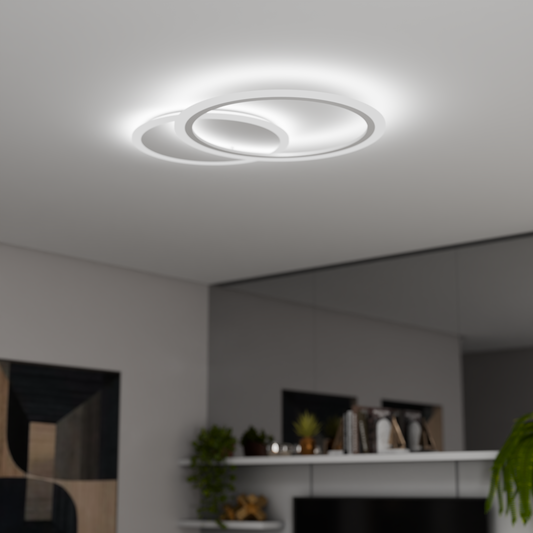 LED -csillár Lucy távirányítóval, 40W, 2 kör, hideg/forró/semleges fény, gerenda, fehér