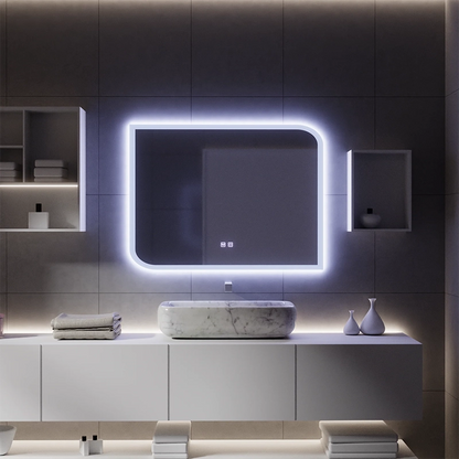 CLARIVO LED Tükör Négyszögletű, 80X60cm, Érintős, Páramentesítő rendszer