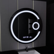 Kerek LED -tükör, 70 cm, Visio MotionGlow Marcello, Leírásító rendszer, óra és hőmérő, kozmetikai lup
