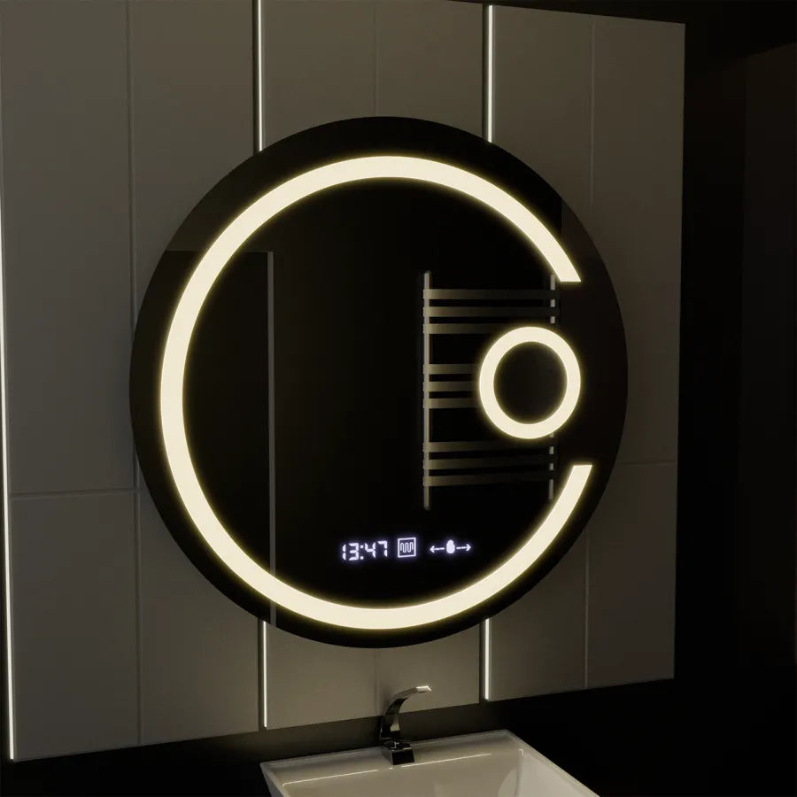Mirror LED forduló 70 cm -es Visio MotionGlow Marcello Domantic Clock System és kozmetikai hőmérő