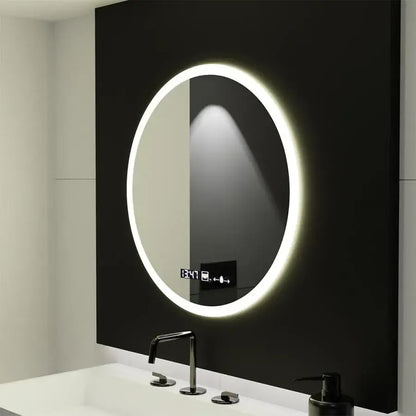 Kerek LED -tükör, 70 cm, Elysee MotionGlow Marcello, leolvasztási rendszer, óra és hőmérő, dimálható