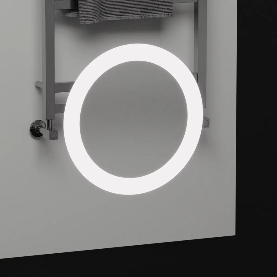 Téglalap alakú LED -tükör, 60x80 cm, precíziós mozgásgátló marcello, letiltási rendszer, óra és hőmérő, kozmetikai nagyító