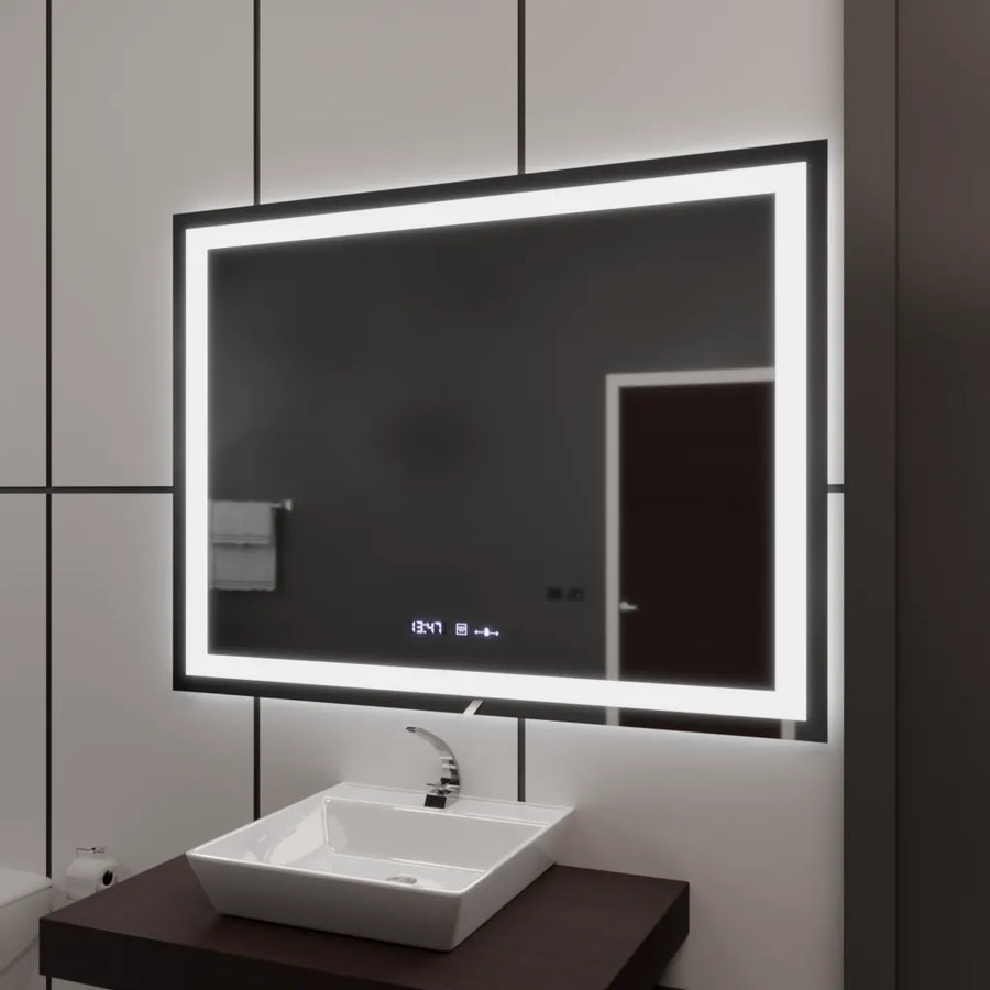 Mirror LED téglalap alakú 120x80cm vérité mozgásglow marcello, letiltási rendszer, óra és hőmérő, undon
