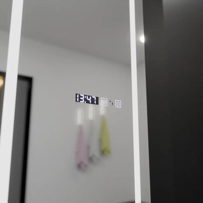 Téglalap alakú LED -tükör, 45x140cm, Giulia érzékelő radar Marcello, leolvasztási rendszer, óra és hőmérő, dimálható, öltözködés couture