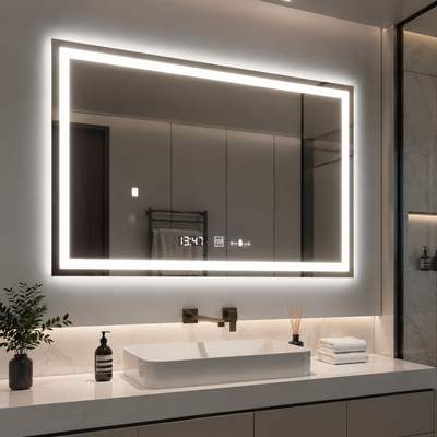 Mirror LED téglalap alakú 120x80cm vérité mozgásglow marcello, letiltási rendszer, óra és hőmérő, undon