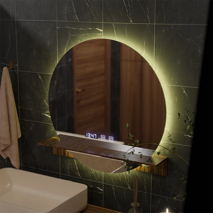 Mirror LED Touch Alfred páramentesítő rendszer, óra és hőmérséklet 60x60 cm beépített támogatással