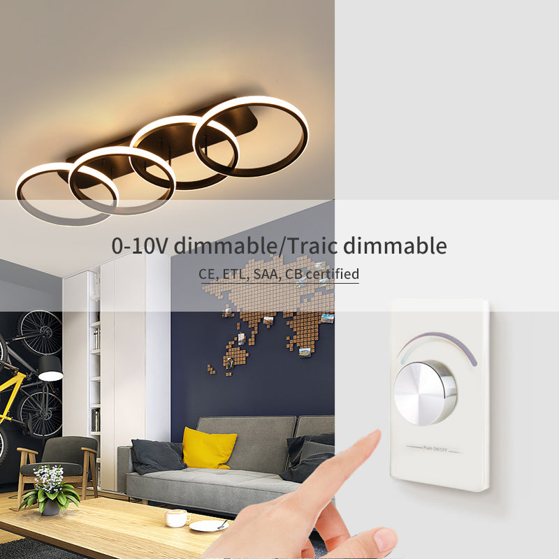 LED LED Elio 24W, 4 kör, lineáris, hideg/forró/semleges fény, fekete