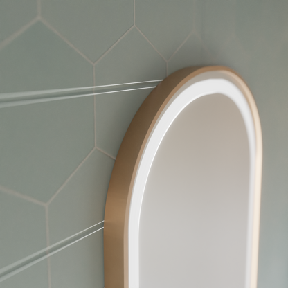 Konrad LED Touch Mirror páramentesítő rendszer, óra és hőmérséklet 50x80 cm csiszolt arany keret, meleg, semleges hideg fény 3000K/4000K/6000K